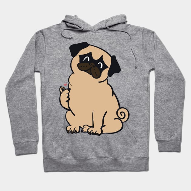 Pug Mini Heart Hoodie by huebucket